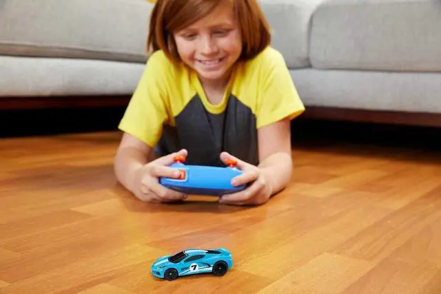 Alt view image 2 of 6 - Hot Wheels Toy Car, RC C8 Corvette in 1:64 Scale, Remote-Control Toy Vehicle with Controller & USB Cable, Works On & Off Track