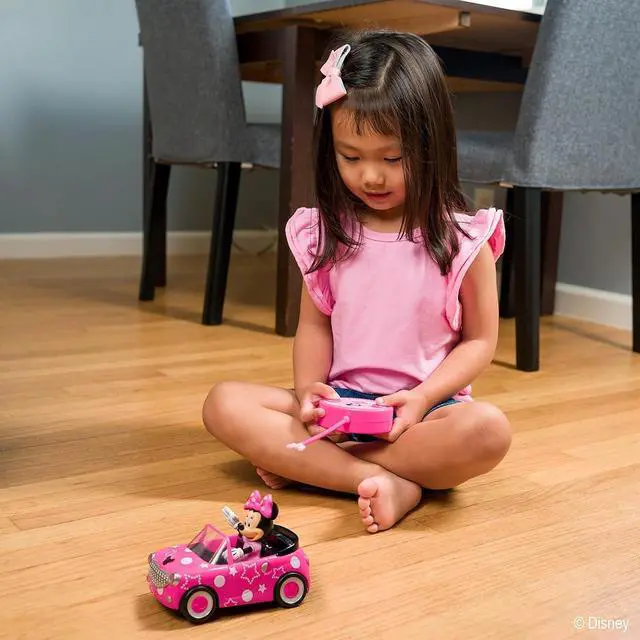 Alt view image 5 of 5 - Disney Junior 7.5" Minnie Mouse Roadster RC Remote Control Car Pink 27MHz, Toys for Kids , Pink With Stars and Polka Dots