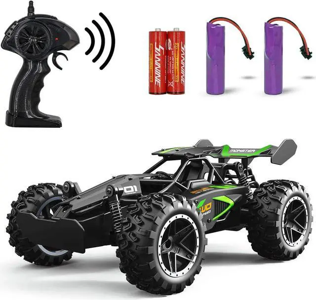 Main image of DoDoMagxanadu Remote Control RC Cars, 1:18 2WD Monster RC Truck High Speed Racing Car, Easter Basket Stuffers Toy Cars for Boys and Girls Gifts for Kids(Black Green)