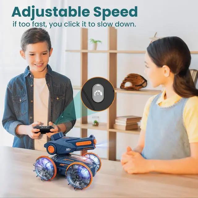 Alt view image 5 of 7 - Amphibious Remote Control Car, Water and Land Stunt Car Toy with RC, Gesture Sensing, Lights, 4WD, 360° Rotation - for Kids 6+, Beach and Pool Fun for Boys and Girls
