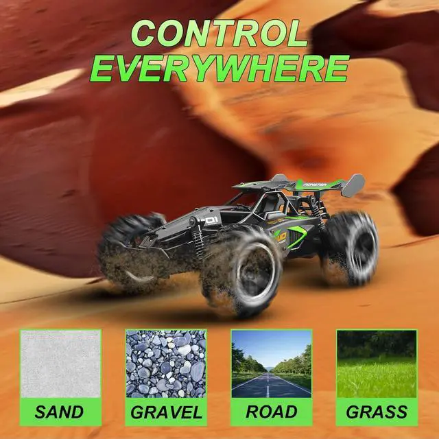 Alt view image 4 of 6 - DoDoMagxanadu Remote Control RC Cars, 1:18 2WD Monster RC Truck High Speed Racing Car, Easter Basket Stuffers Toy Cars for Boys and Girls Gifts for Kids(Black Green)