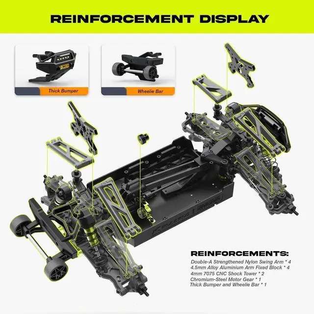 Alt view image 5 of 7 - AMORIL 1/10 RTR Brushless Fast RC Cars for Adults,Max 50mph Hobby Electric Off-Road Monster Truck,Waterproof High Speed RC Car 4WD Remote Control Car with 3S Lipo,Green