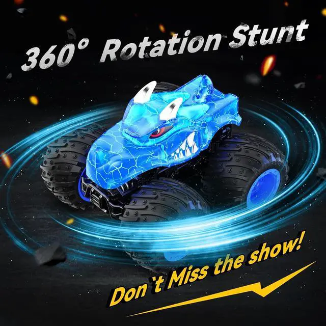 Alt view image 4 of 6 - Remote Control Car, 2.4GHz Monster Trucks Toys with Light Spray, Brithday Gift for Kids 3 4 5 6 7 8, All Terrain RC Cars, Toddler Toys for Boys Girls 3+ Year Old