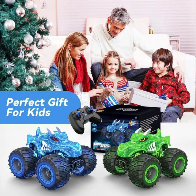 Alt view image 6 of 6 - Remote Control Car, 2.4GHz Monster Trucks Toys with Light Spray, Brithday Gift for Kids 3 4 5 6 7 8, All Terrain RC Cars, Toddler Toys for Boys Girls 3+ Year Old