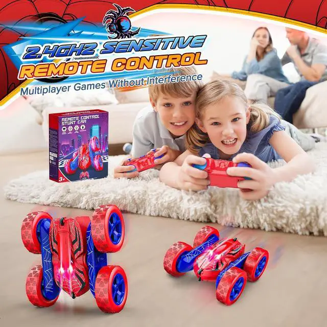 Alt view image 4 of 6 - Spider Remote Control Car,RC Cars for 4-12 Year Old Boy Double Sided 360°Flip 4WD Rechargeable Drift RC Race Car Toys for 4 5 6 7 8 9 10 11 12 Year Old Boys Girls