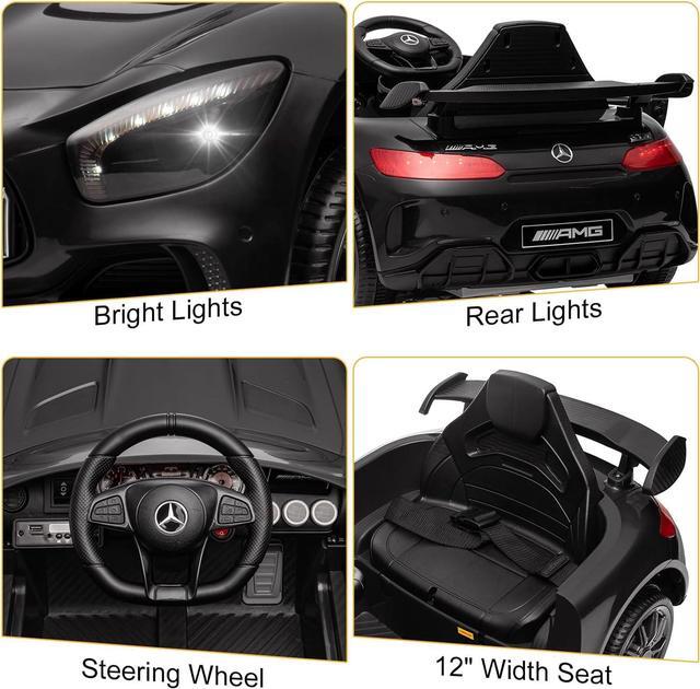 Alt view image 2 of 7 - Winado 12V Ride on Car, Licensed Mercedes Benz AMG GTR Battery Powered Electric Vehicle, w/Parent Remote, Wider Seat, LED Lights, Openable Doors, MP3 Player, Smooth Start, 3 Speeds - Black