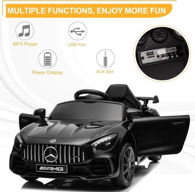 Alt view image 3 of 7 - Winado 12V Ride on Car, Licensed Mercedes Benz AMG GTR Battery Powered Electric Vehicle, w/Parent Remote, Wider Seat, LED Lights, Openable Doors, MP3 Player, Smooth Start, 3 Speeds - Black