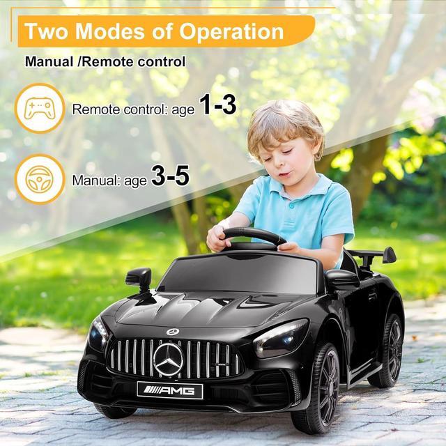 Alt view image 5 of 7 - Winado 12V Ride on Car, Licensed Mercedes Benz AMG GTR Battery Powered Electric Vehicle, w/Parent Remote, Wider Seat, LED Lights, Openable Doors, MP3 Player, Smooth Start, 3 Speeds - Black