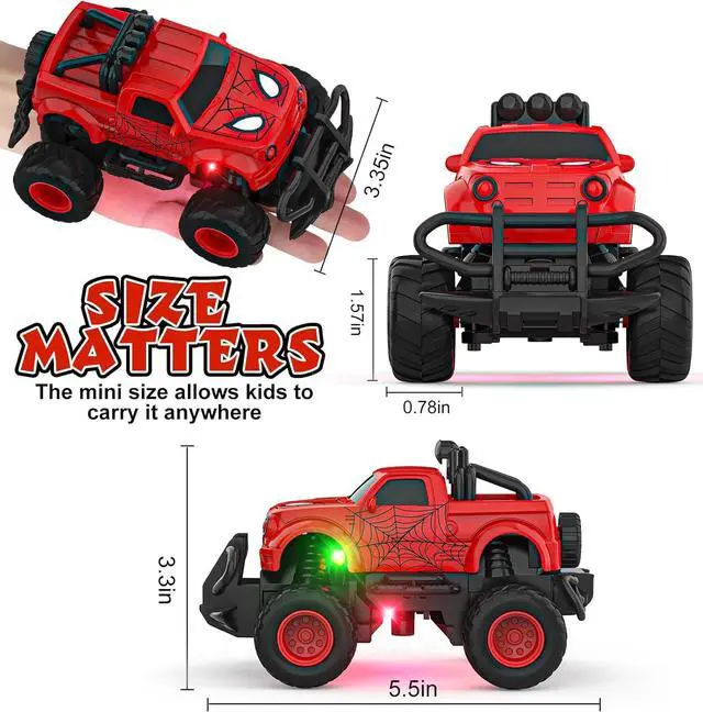 Alt view image 4 of 7 - Remote Control Car for Boys 4-7, 1:43 Scale Mini RC Cars for Kids 3-5, RC Truck Christmas Birthday Gift for Toddlers 3 4 5 6 7 8 Year Old Boys (Red)