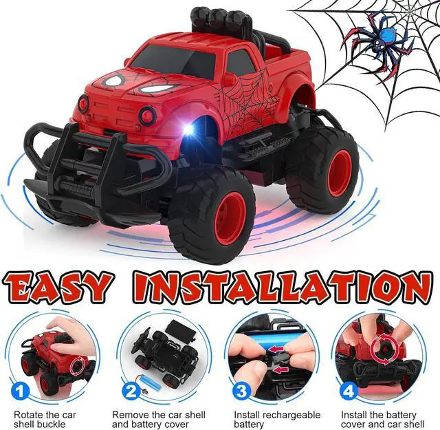 Alt view image 2 of 7 - Remote Control Car for Boys 4-7, 1:43 Scale Mini RC Cars for Kids 3-5, RC Truck Christmas Birthday Gift for Toddlers 3 4 5 6 7 8 Year Old Boys (Red)