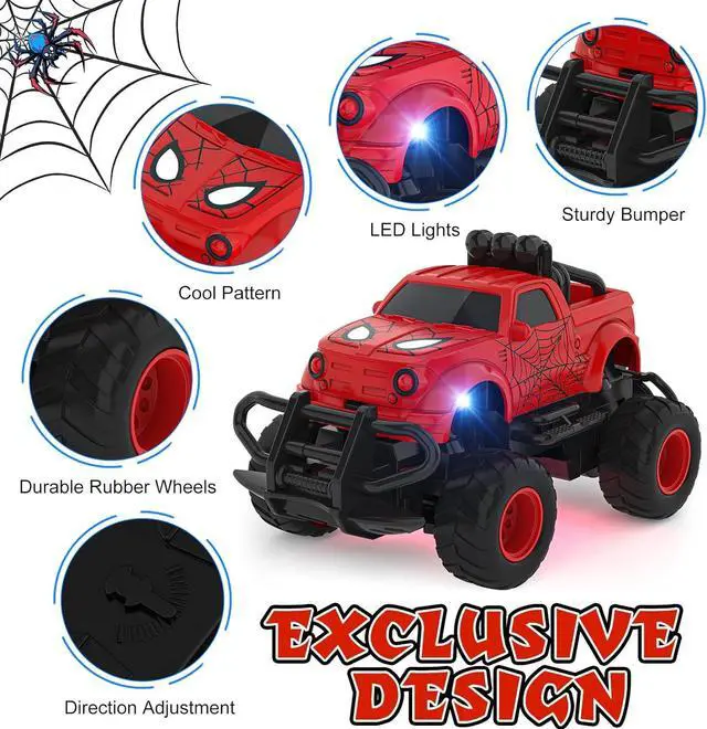 Alt view image 3 of 7 - Remote Control Car for Boys 4-7, 1:43 Scale Mini RC Cars for Kids 3-5, RC Truck Christmas Birthday Gift for Toddlers 3 4 5 6 7 8 Year Old Boys (Red)