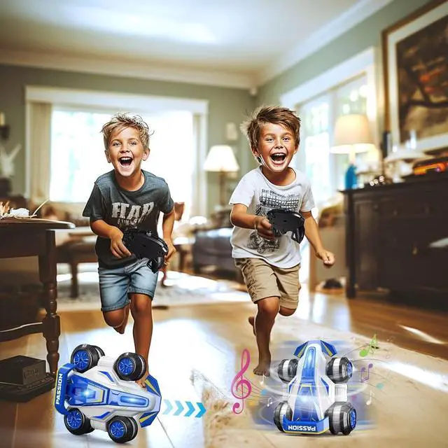 Alt view image 5 of 7 - Upgraded Remote Control Car 360° Spins RC Car 2- in-1 Anti-Gravity RC Racer Wheelie Drift Stunt Car with Lights&Music Birthday Gifts Toys for 6 7 8 9 10 11 12 Year Old Boys