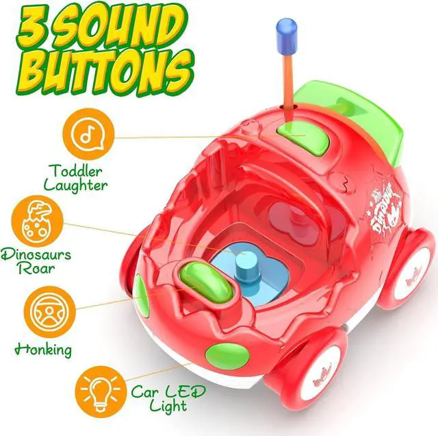 Alt view image 3 of 6 - Yeaye Toddler Remote Control Car, 2 Pack RC Cars for Toddlers 18 Months, Toddler Toys for Kids Age 2 3 4 5 Years Old, Birthday Gift for Boys Girls Age 2-4 Years Old(Blue Red)