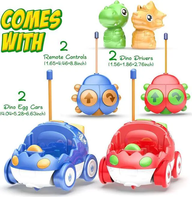 Alt view image 6 of 6 - Yeaye Toddler Remote Control Car, 2 Pack RC Cars for Toddlers 18 Months, Toddler Toys for Kids Age 2 3 4 5 Years Old, Birthday Gift for Boys Girls Age 2-4 Years Old(Blue Red)