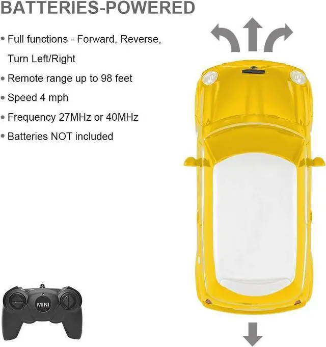 Alt view image 6 of 7 - RASTAR Mini Cooper Model, 1:24 RC Cars Toy Mini Cooper Remote Control Car RC Mini Cooper Car Toy for Kids, Yellow