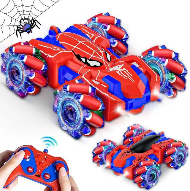 Main image of Spider Remote Control Car, USB Direct Charging RC Cars with Cool Lights, 2.4Ghz Double Sided Drift RC Stunt Car, 360°Rotating 4WD Off-Road Race Car Toys for 4-6 6-12 Boy Girl Kids Gifts