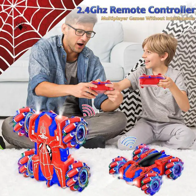 Alt view image 5 of 7 - Spider Remote Control Car, USB Direct Charging RC Cars with Cool Lights, 2.4Ghz Double Sided Drift RC Stunt Car, 360°Rotating 4WD Off-Road Race Car Toys for 4-6 6-12 Boy Girl Kids Gifts