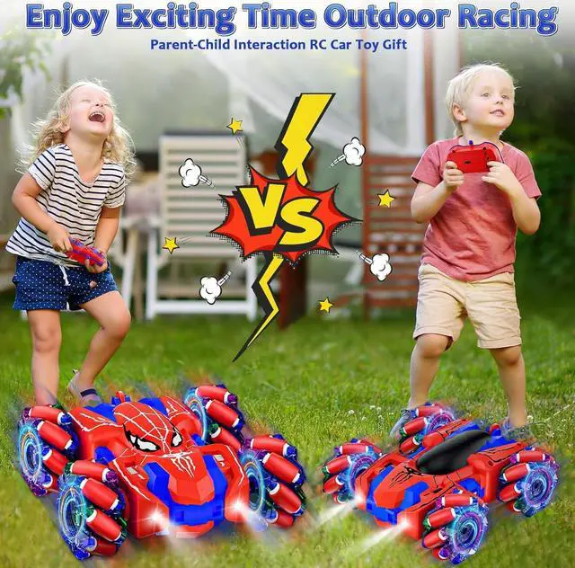 Alt view image 7 of 7 - Spider Remote Control Car, USB Direct Charging RC Cars with Cool Lights, 2.4Ghz Double Sided Drift RC Stunt Car, 360°Rotating 4WD Off-Road Race Car Toys for 4-6 6-12 Boy Girl Kids Gifts