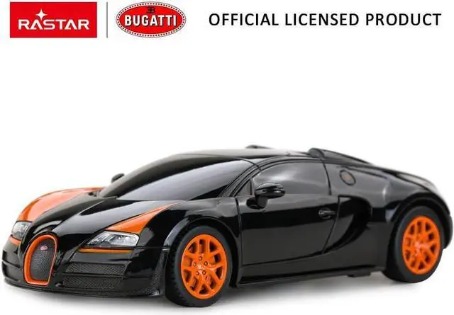 Alt view image 2 of 7 - RASTAR RC Car | 1:24 Bugatti Veyron 16.4 Grand Sport Vitesse Radio Remote Control Racing Toy Car Model Vehicle, Black/Orange