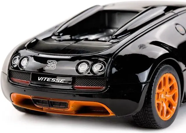 Alt view image 3 of 7 - RASTAR RC Car | 1:24 Bugatti Veyron 16.4 Grand Sport Vitesse Radio Remote Control Racing Toy Car Model Vehicle, Black/Orange