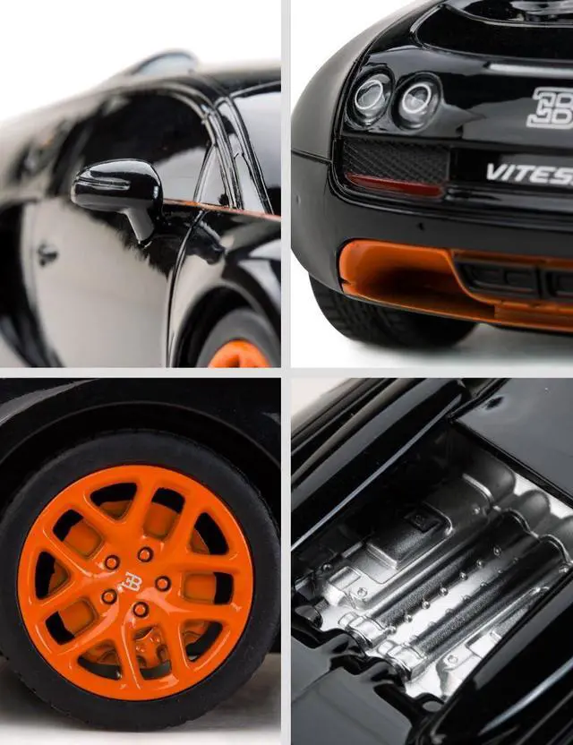 Alt view image 5 of 7 - RASTAR RC Car | 1:24 Bugatti Veyron 16.4 Grand Sport Vitesse Radio Remote Control Racing Toy Car Model Vehicle, Black/Orange