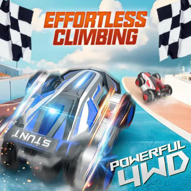 Alt view image 6 of 7 - 1:14 Remote Control Roll Stunt Car for Boys 360°Rotating 4WD RC Cars with Lights Music Upright Walking Four-Wheeled Rollover Toy Car Presents for Age 6-12Blue