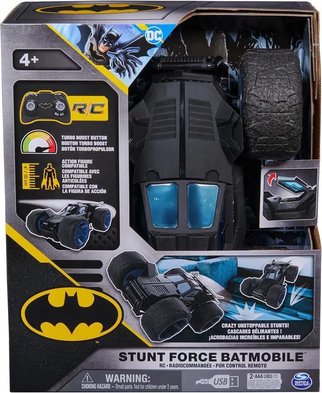 Alt view image 2 of 7 - DC Comics, Batman Stunt Force Batmobile, Indoor Remote Control Car, Turbo Boost & Crazy Stunts, Collectible Super Hero Kids Toys for Boys and Girls 4+