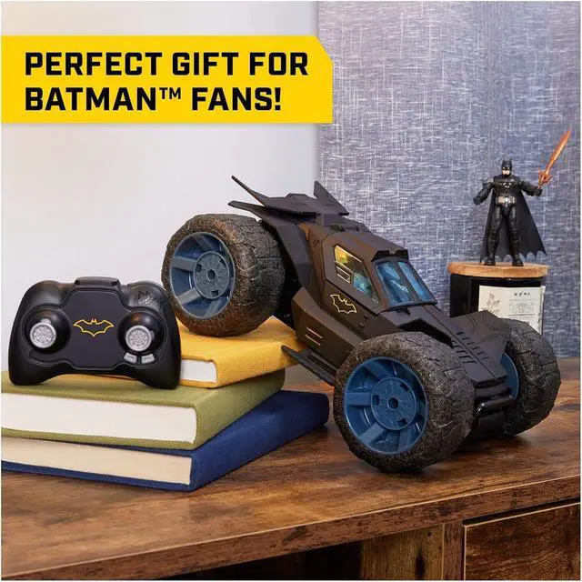 Alt view image 6 of 7 - DC Comics, Batman Stunt Force Batmobile, Indoor Remote Control Car, Turbo Boost & Crazy Stunts, Collectible Super Hero Kids Toys for Boys and Girls 4+