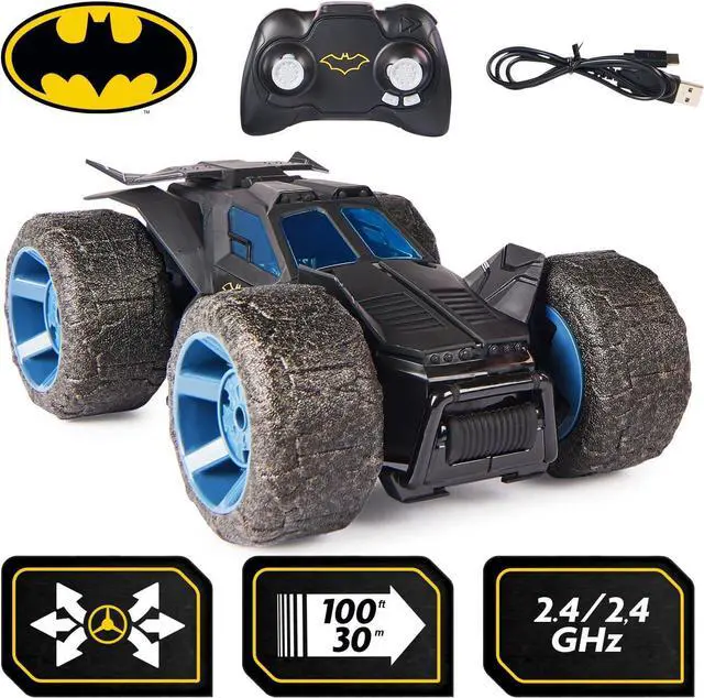 Alt view image 7 of 7 - DC Comics, Batman Stunt Force Batmobile, Indoor Remote Control Car, Turbo Boost & Crazy Stunts, Collectible Super Hero Kids Toys for Boys and Girls 4+