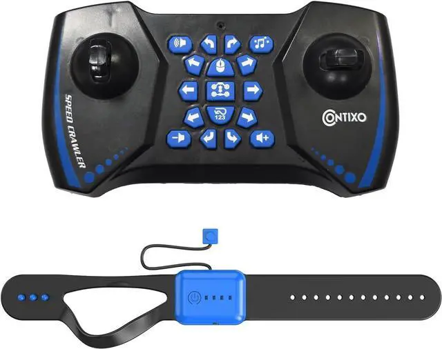 Alt view image 5 of 5 - Contixo SC1 All Terrain Speed Crawler RC Stunt Car, 4WD 2.4GHz Remote Control Car Gesture Sensor Toy Cars, Double Sided Rotating Offroad Vehicle 360° Flip with Lights Music, Kids Toy Cars Blue