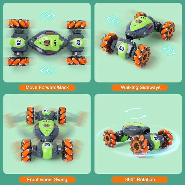 Alt view image 5 of 7 - Gesture Sensing RC Stunt Car for Boys 6-12 Year Old, 4WD Remote Control Car Toys with Lights Music, Best Birthday Gifts for Kids, 2.4Ghz Hand Control Drift Car