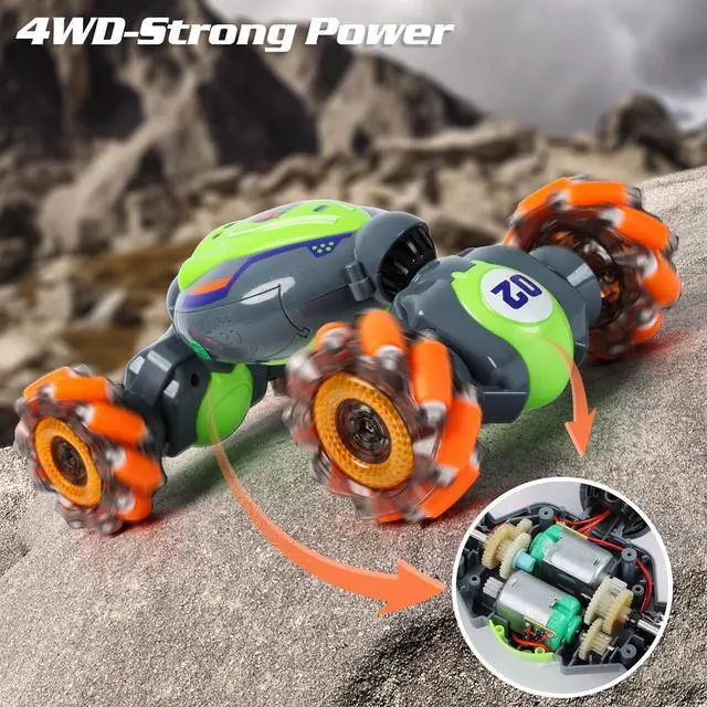 Alt view image 6 of 7 - Gesture Sensing RC Stunt Car for Boys 6-12 Year Old, 4WD Remote Control Car Toys with Lights Music, Best Birthday Gifts for Kids, 2.4Ghz Hand Control Drift Car