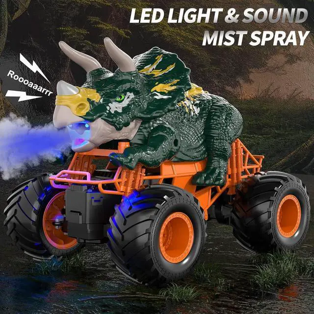 Alt view image 2 of 6 - Bennol Remote Control Dinosaur Car for Boys Kids, 2.4Ghz RC Dinosaur Truck Toys for Toddlers, Electric Hobby RC Car Toys with Light & Sound Spray for 3 4 5 6 7 8 Year olds Kids Boys Girls