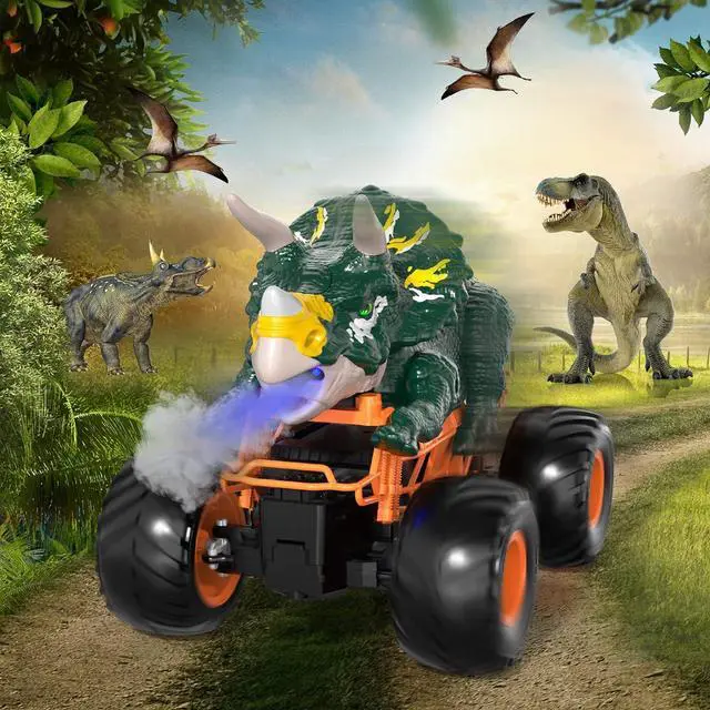 Alt view image 4 of 6 - Bennol Remote Control Dinosaur Car for Boys Kids, 2.4Ghz RC Dinosaur Truck Toys for Toddlers, Electric Hobby RC Car Toys with Light & Sound Spray for 3 4 5 6 7 8 Year olds Kids Boys Girls