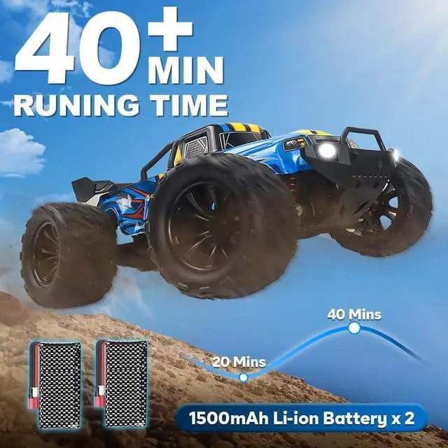 Alt view image 5 of 7 - 1:16 Scale RC Cars for Adult, Remote Control Car Fast 40KPH Hobby RC Cars for Boys Age 8+, 4x4 All Terrain Off-Road RC Truck for Kids with 2.4 GHz Remote Control 2 Rechargeable Batteries