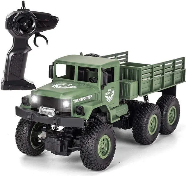 Main image of XINGRUI 50 Minutes Playing Time RC Military Truck, JJRC Q69 Off-Road Remote Control Car 2.4Ghz 4WD 1:18 Scale Toy Vehicle for Kids Children Boy Gift