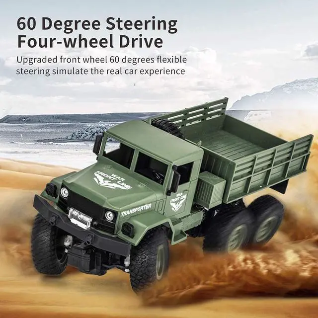Alt view image 2 of 6 - XINGRUI 50 Minutes Playing Time RC Military Truck, JJRC Q69 Off-Road Remote Control Car 2.4Ghz 4WD 1:18 Scale Toy Vehicle for Kids Children Boy Gift