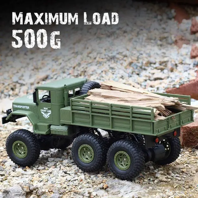 Alt view image 3 of 6 - XINGRUI 50 Minutes Playing Time RC Military Truck, JJRC Q69 Off-Road Remote Control Car 2.4Ghz 4WD 1:18 Scale Toy Vehicle for Kids Children Boy Gift