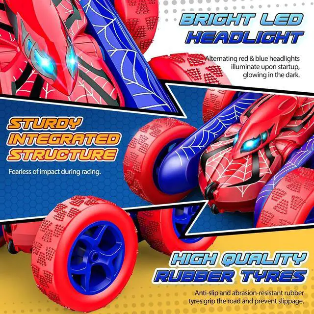 Alt view image 4 of 7 - Spider RC Cars Remote Control Car, Double Sided 360°Flip 4WD Rechargeable RC Drift Car,Toys for 3-12 Year Old Boys,Toys for Ages 5-7 Toys for Ages 8-13,Spiderman Toys for Boys 4-6