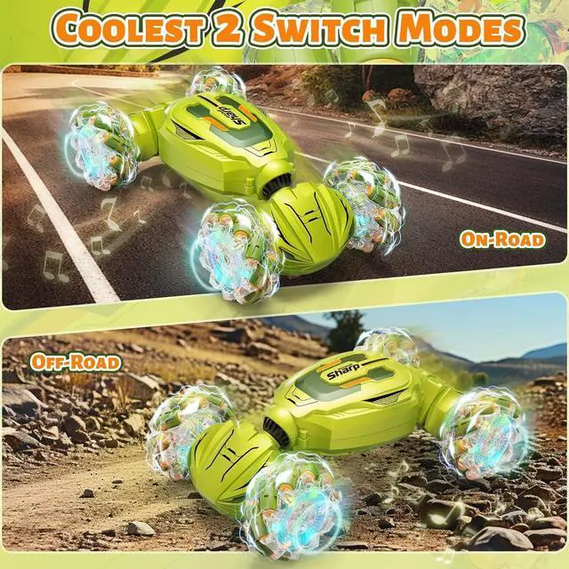 Alt view image 2 of 7 - Gesture Sensing RC Stunt Car, Remote Control Car Christmas Birthday Gifts for Kids Age 6-12, 2.4Ghz Hand Controlled Twist Cars, 360° Rotating Off Road Car Toy for Boys Girls Age 6 7 8 9 10 11+ (Green)