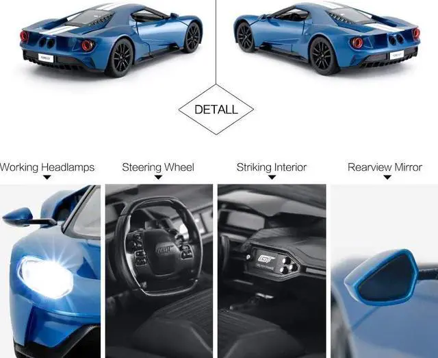 Alt view image 6 of 7 - RASTAR RC Car | 1/14 Ford GT Remote Control RC Race Toy Car for Kids, Open Doors by Manual, Blue (2.4GHz)