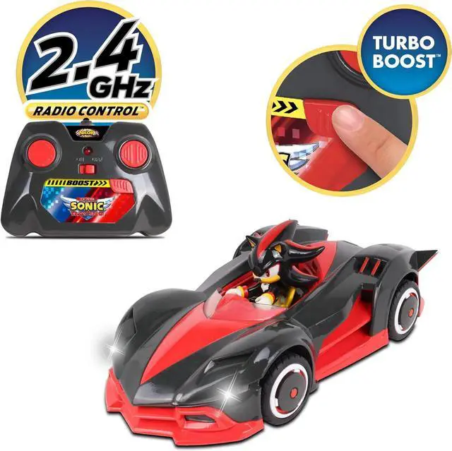 Alt view image 3 of 5 - NKOK Team Sonic Racing 2.4GHz Radio Control Toy Car with Turbo Boost - Shadow The Hedgehog 602, Red, Turbo Boost Feature, Features Working Lights, for Ages 6 and up