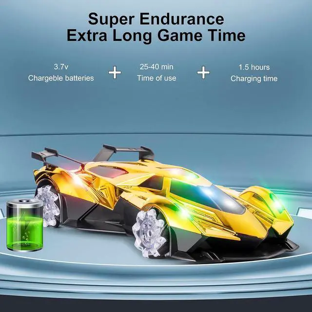 Alt view image 6 of 6 - Lamborghini Remote Control Car Toy for Boys Age 8-12 , 1:12 Scale Gold Lambo Toy Car with 360°Rotating Drifts Car Colorful LightsSpray& Musics, Speed 10-12km/h RC Race Toy Car for Boys Girls Birthday