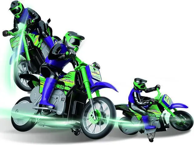 Alt view image 3 of 7 - Lexibook RC18, Crosslander radio road motorcycle, up to 12km/h, perfect balance, light effects, crazy skids, fast acceleration, ergonomic remote control, rechargeable