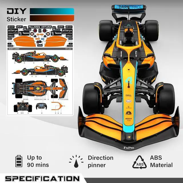 Alt view image 5 of 7 - Authentic Licensed 1:18 McLaren F1 MCL36 Remote Control Car - F1 Collection RC car Series for Kids and Adults - 2.4GHz RC Car for Gift (1:18 McLaren F1 MCL36)