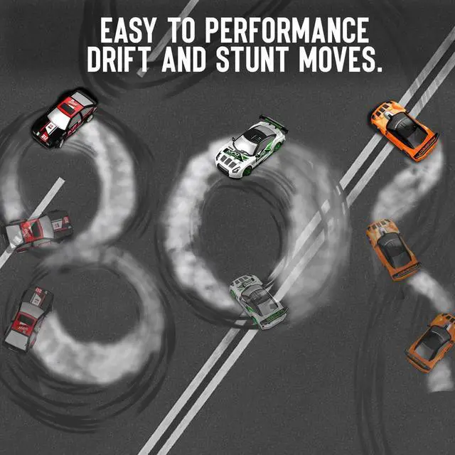 Alt view image 2 of 7 - RACENT 1:24 Scale RC Drift Car, 10MPH 4WD Remote Control Car with LED Light, Racing and Drifting Wheels, 2 Rechargeable Batteries, Perfect Toy for Boys, Girls, Kids (Orange)