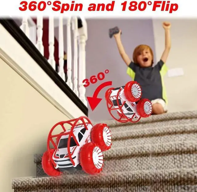 Alt view image 2 of 6 - MaxTronic Remote Control Car, RC Cars Amphibious Land & Water Beach Pool Toy Off-Road RC Boat, 360°Flip Rotation Stunt Car with Sidelights for Toddlers 3 4 5 6 7 8 9 10 11 12 Years Kids Boys Girls