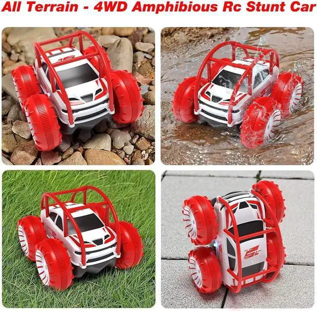 Alt view image 3 of 6 - MaxTronic Remote Control Car, RC Cars Amphibious Land & Water Beach Pool Toy Off-Road RC Boat, 360°Flip Rotation Stunt Car with Sidelights for Toddlers 3 4 5 6 7 8 9 10 11 12 Years Kids Boys Girls
