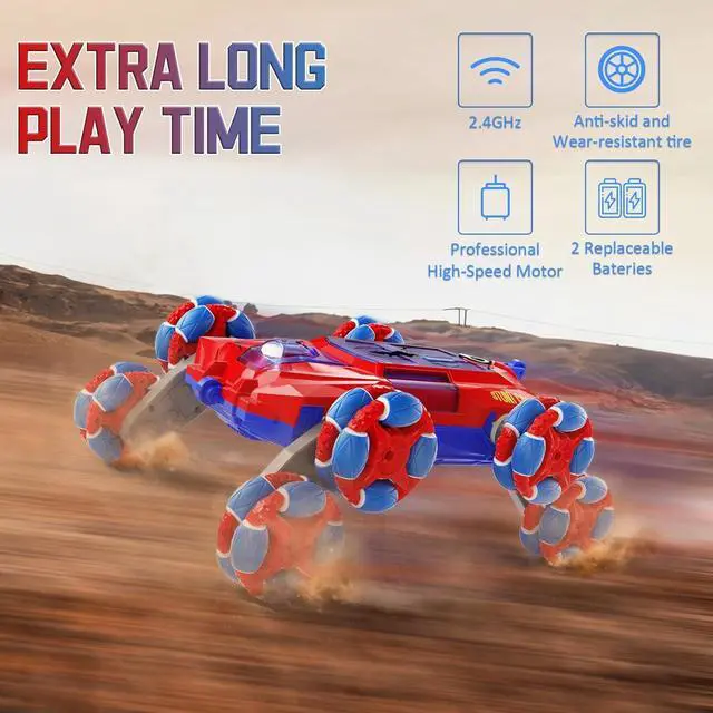 Alt view image 2 of 7 - 8WD Gesture Sensing RC Stunt Car, 2.4Ghz Hand Remote Control Car Toys for Boys Age 8-13 13+ Year Old with Spray & Light & Sound, Rotation Remote Control Car for Christmas Birthday Gifts, Spider
