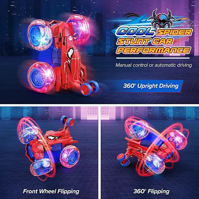 Alt view image 2 of 7 - Spider RC Cars Boys Toys Remote Control Car for 3 4 5 6 7 8 9 10 Year Old Boy Girl 360° Flips 4WD Remote Control Car Kids Toys Indoor Outdoor All Terrain Electric RC Car Gifts for 3-10 Boys Girls